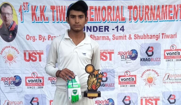 Rudraksh Narwal shines.In 1ST KK Tiwari Memorial Cricket Tournament