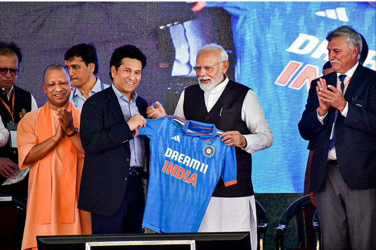 Sachin Tendulkar gifts PM Narendra Modi Indian Team Jersey